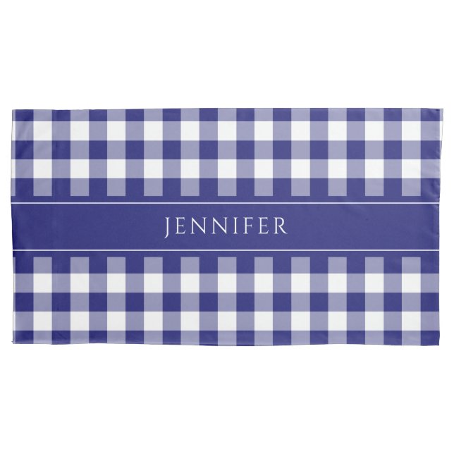 Blue & White Gingham  Farmhouse Pattern Name Pillo Pillow Case (Front)