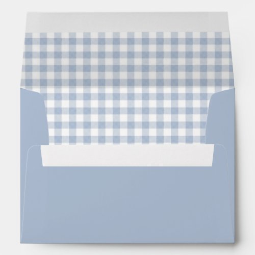 Blue  White Gingham Lined Wedding Invitation Envelope