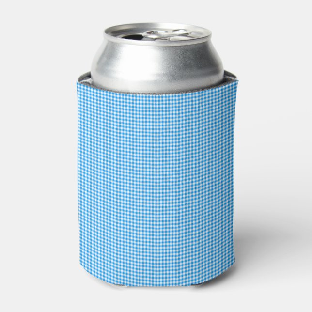 Blue-White Gingham Pastel-INSULATED CAN COOLER (Can Front)