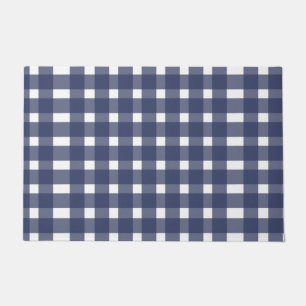 Blue White Gingham Pattern Doormat