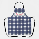 Blue White Gingham Personalized Apron