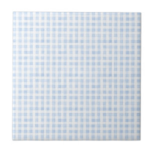 Blue & White Gingham Vintage Design Ceramic Tile