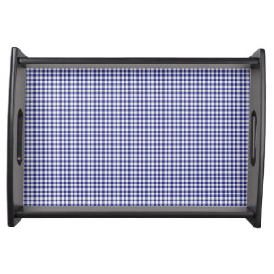 Blue-White Gingham-WOODEN SERVING TRAY