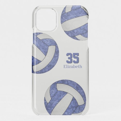 blue white girly volleyball school team colors iPhone 11 case