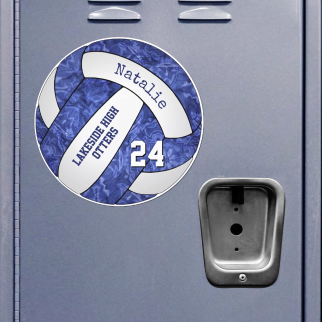 blue white girly volleyball team colors locker or car magnet (On locker)
