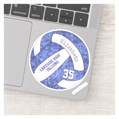 blue  white girly volleyball team colors sticker