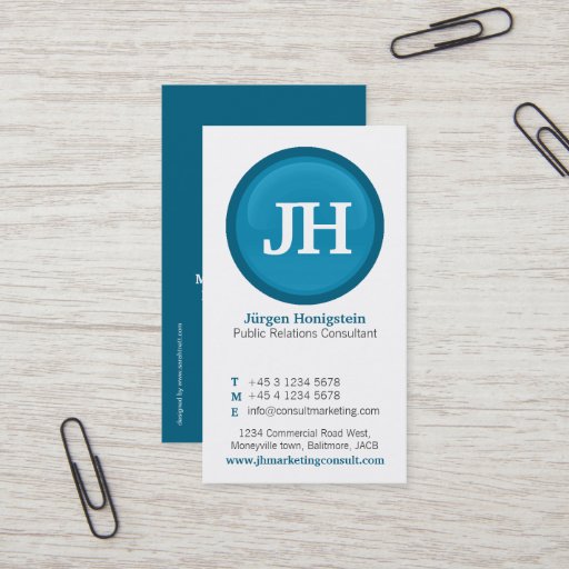 Customizable Blue & white glass circle modern business card