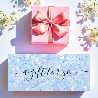 Blue White Glitter Business Gift Certificate