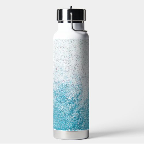 Blue  White Glitter Ombre Water Bottle