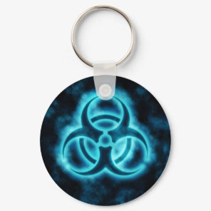 Blue-White Glow Biohazard Symbol Keychain