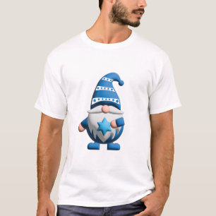 Blue White Gnome holding Star of David T-Shirt