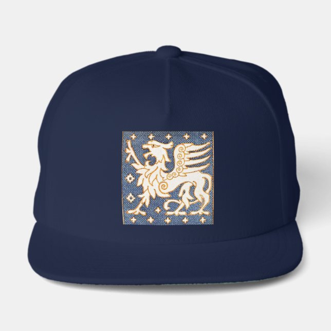 BLUE WHITE GOLD FANTASY GRYPHONS SNAP BACK HAT (Front)