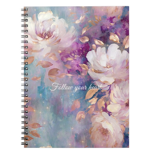 Blue White Gold Purple Floral   Notebook (Front)