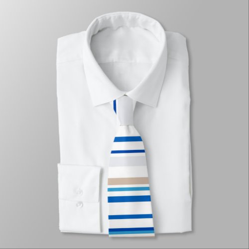 Blue white gold stripes Neck Tie