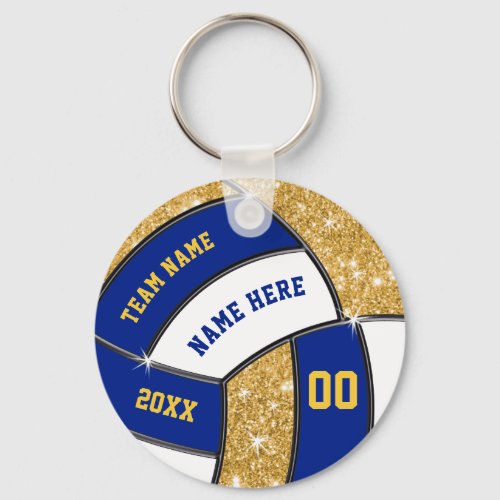 Blue White Gold Volleyball Team Gifts Volleyball Keychain