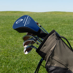 Blue White Golf Simbol Monogram Club Name Head Cover
