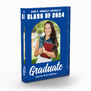 Blue White Graduate Arch Modern Graduation Photo Block