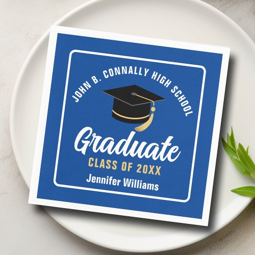 Blue White Graduate Custom 2024 Graduation Party Napkins