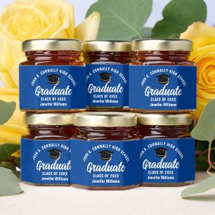 Blue White Graduate Custom 2025 Graduation Party Honey Jar Favors