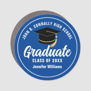 Blue White Graduate Custom 2026 Graduation Car Magnet