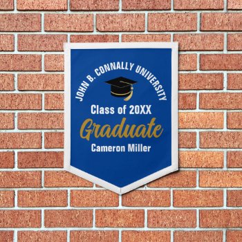 Blue White Graduate Personalized 2024 Graduation Pennant by epicdesigns at Zazzle