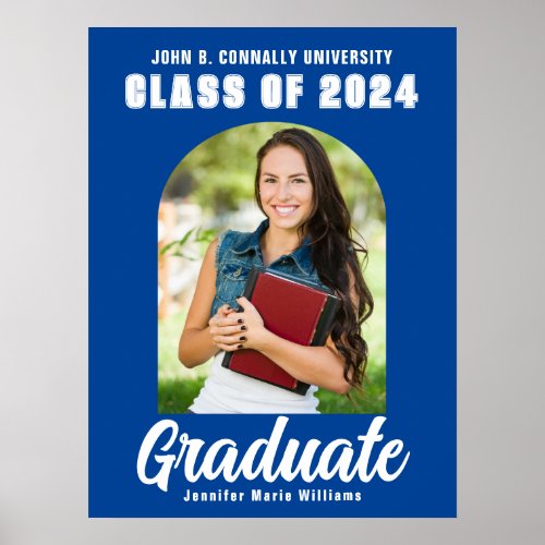 Blue White Graduate Photo Arch Modern Graduation Poster