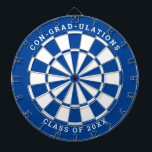 Blue & White Graduation | Custom Text Dart Board<br><div class="desc">Change the background color to the school color and personalize the text as needed. Congratulate the grad in your life with your desired messages such as "CON-GRAD-ULATIONS CLASS OF 20XX". This dartboard would be great to double as an activity to have at the graduation party as well as a graduation...</div>
