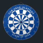 Blue & White Graduation | Custom Text Dart Board<br><div class="desc">Change the background color to the school color and personalize the text as needed. Congratulate the grad in your life with your desired messages such as "CON-GRAD-ULATIONS CLASS OF 20XX". This dartboard would be great to double as an activity to have at the graduation party as well as a graduation...</div>