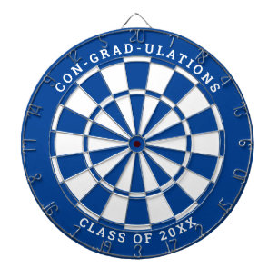 Blue & White Graduation Custom Text Dart Board
