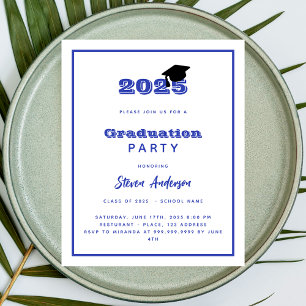 Blue white graduation party 2026 invitation