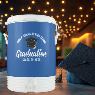 Blue White Graduation Party Customized Beverage Cooler