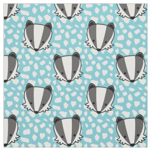 Blue White Gray _ Badger Pattern Fabric