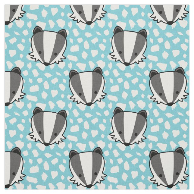 Blue White Gray - Badger Pattern Fabric (Swatch)