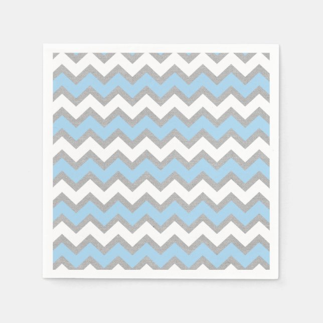 Blue White Gray Chevron party decor Napkins (Front)