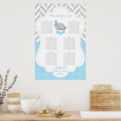 Blue, White Gray Elephant - 6 Seating Chart (Kitchen)