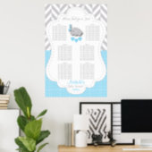 Blue, White Gray Elephant - 6 Seating Chart (Home Office)