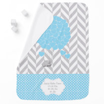 Blue, White Gray Elephant Baby Boy 2 Baby Blanket