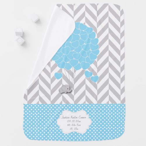 Blue White Gray Elephant Baby Boy 2 Baby Blanket