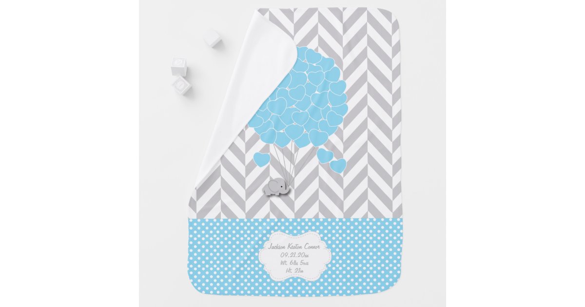 Baby Elephant Diaper Set Blue with White