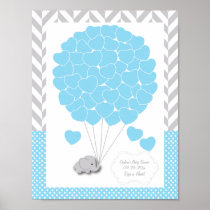 Blue, White Gray Elephant Baby Shower 2 - Guest Poster