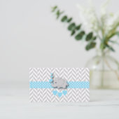 Blue White Gray Elephant Baby Shower Book Request Enclosure Card (Standing Front)