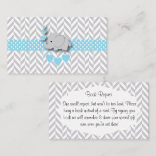 Blue White Gray Elephant Baby Shower Book Request Enclosure Card