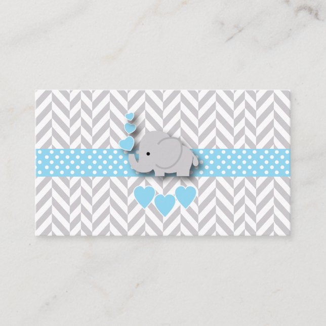 Blue White Gray Elephant Baby Shower Book Request Enclosure Card (Front)