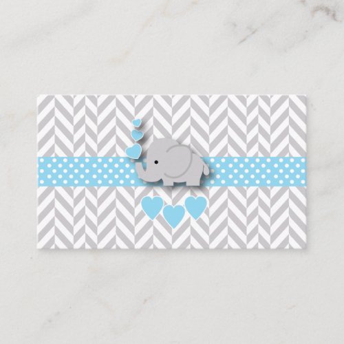 Blue White Gray Elephant Baby Shower Diaper Raffle Enclosure Card