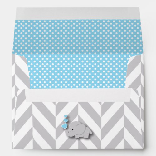 Blue White Gray Elephant Baby Shower Envelope