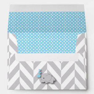 Blue, White Gray Elephant Baby Shower Envelope