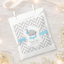Blue, White Gray Elephant Baby Shower Thank You Favor Bag