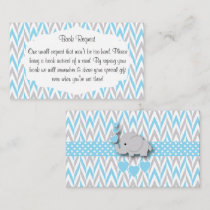 Blue White Gray Elephant  Book Request Enclosure Card