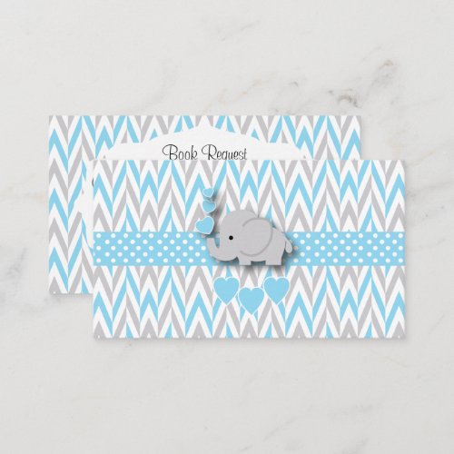 Blue White Gray Elephant  Book Request Enclosure Card