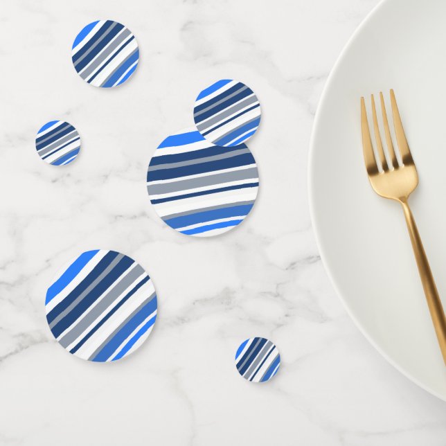 Blue/White/Gray Lines/Stripes Pattern Confetti (Group)